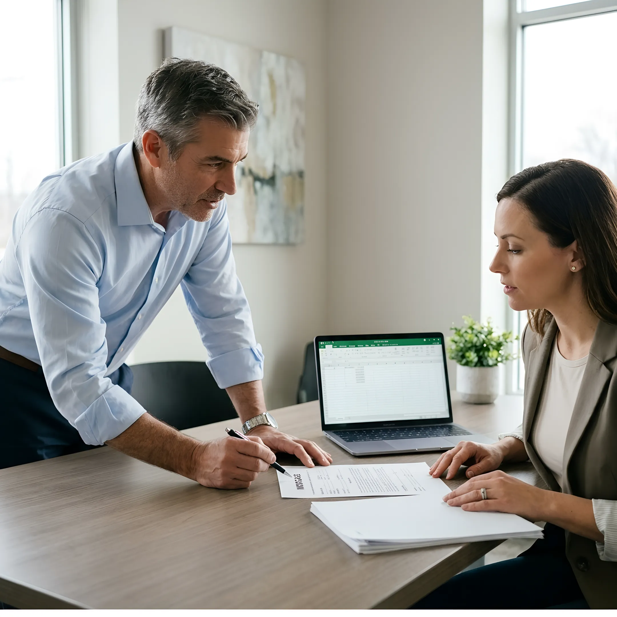 Los Angeles home buyers reviewing mortgage documents
