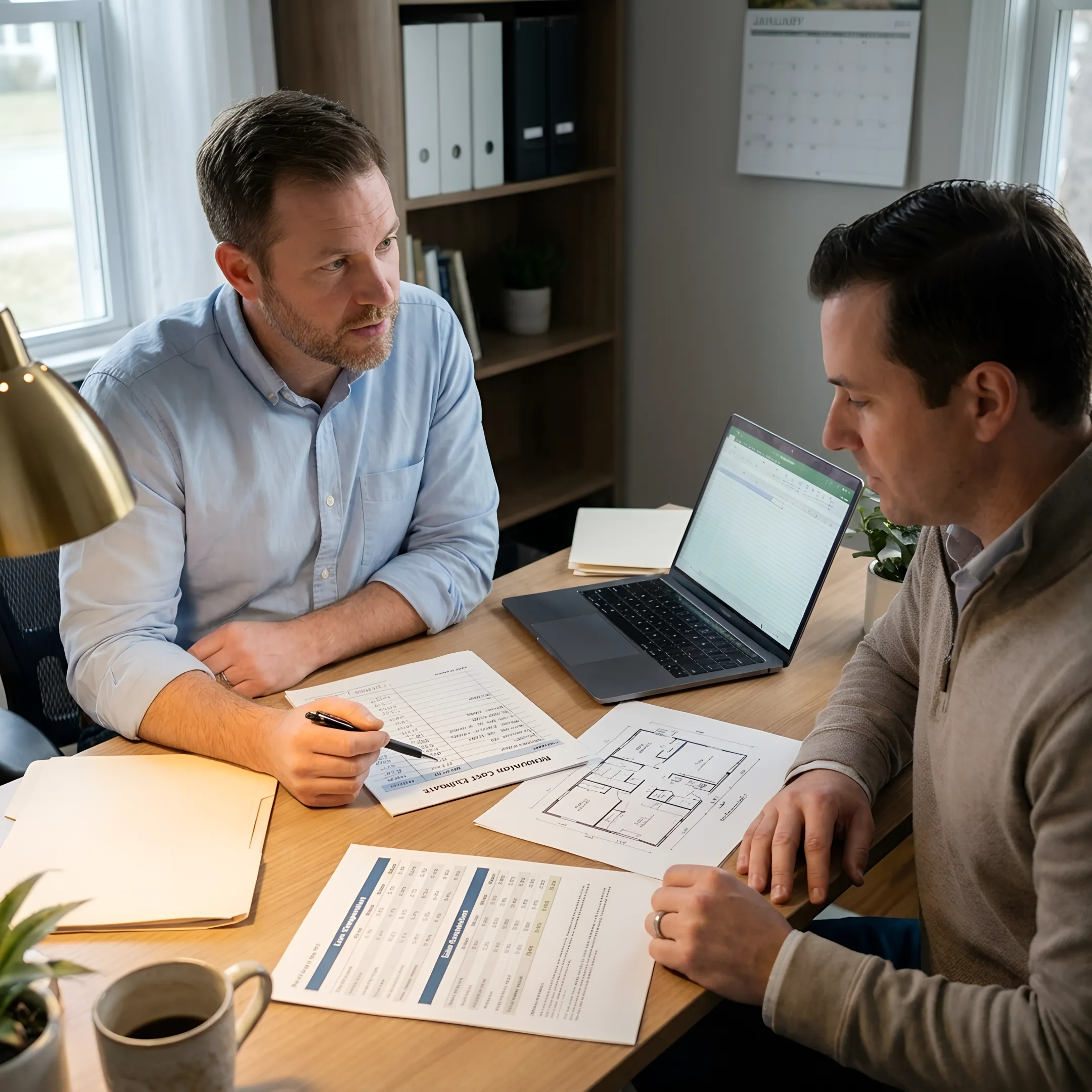 Fix and flip investor reviewing renovation financing