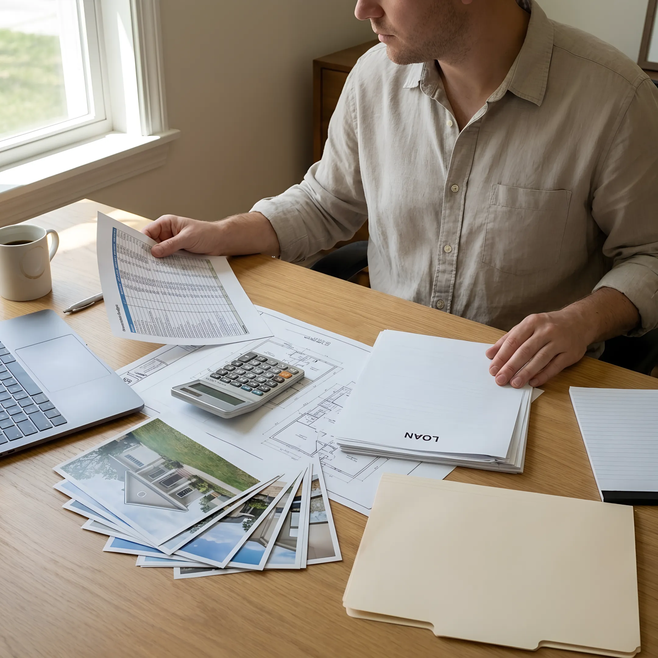 Investor reviewing fix and flip loan documents