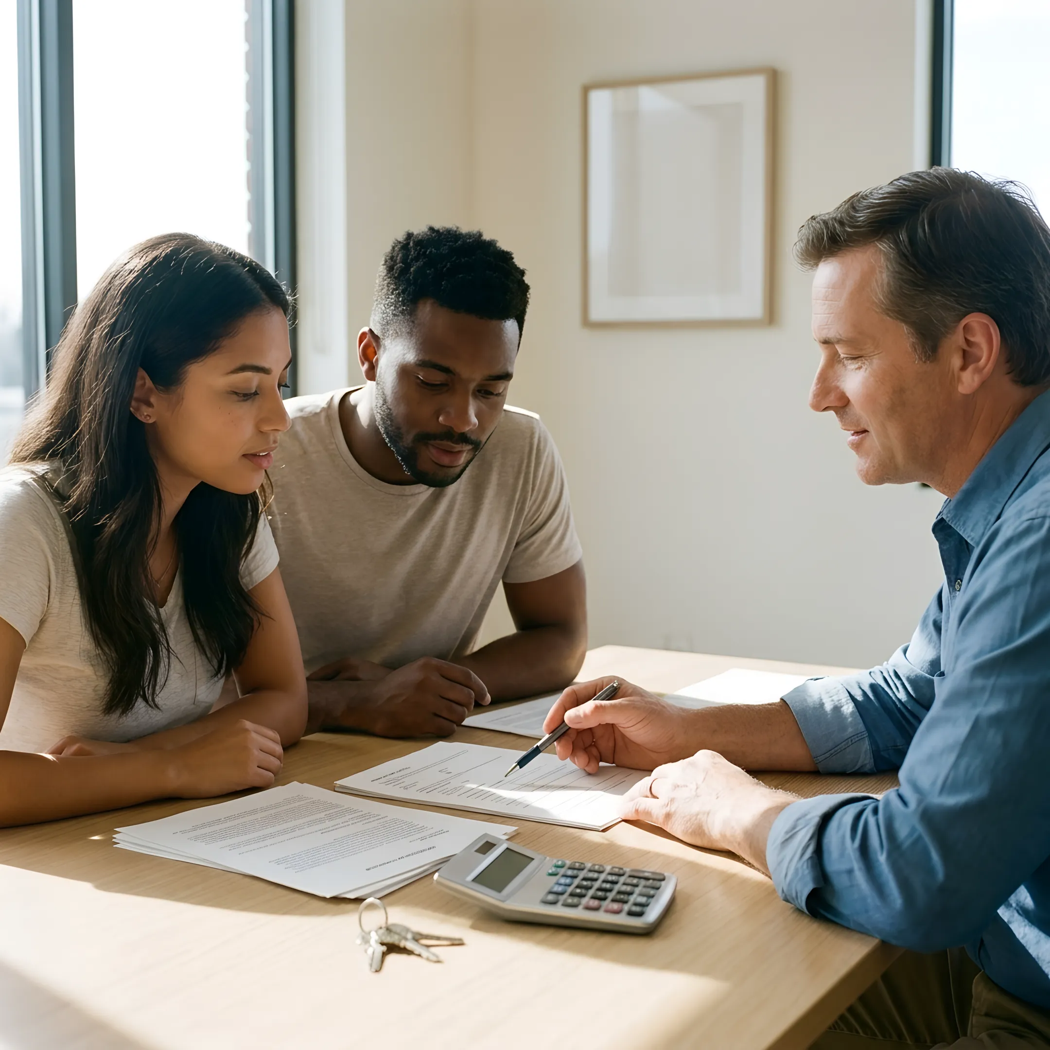 First-time homebuyers receiving mortgage guidance