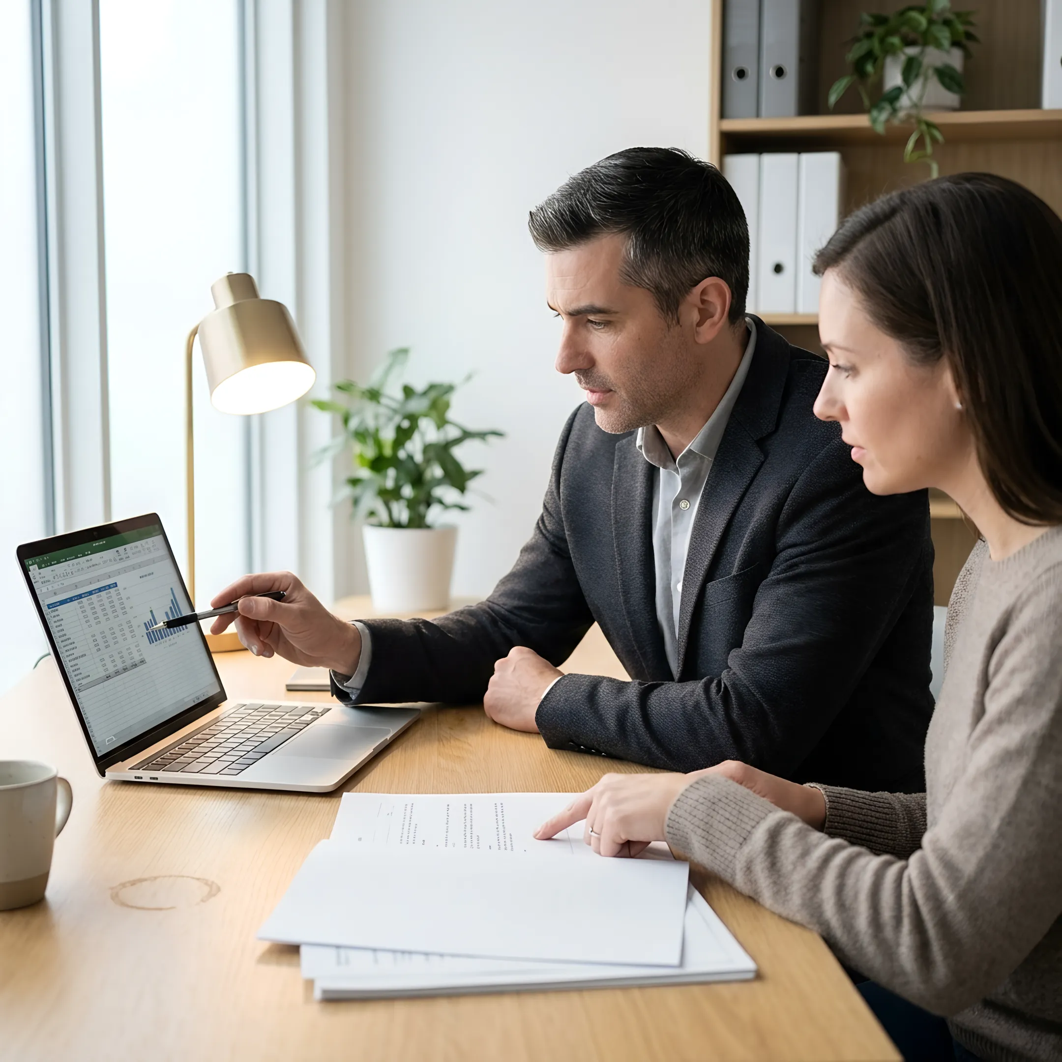 Loan expert reviewing refinance options with homeowner
