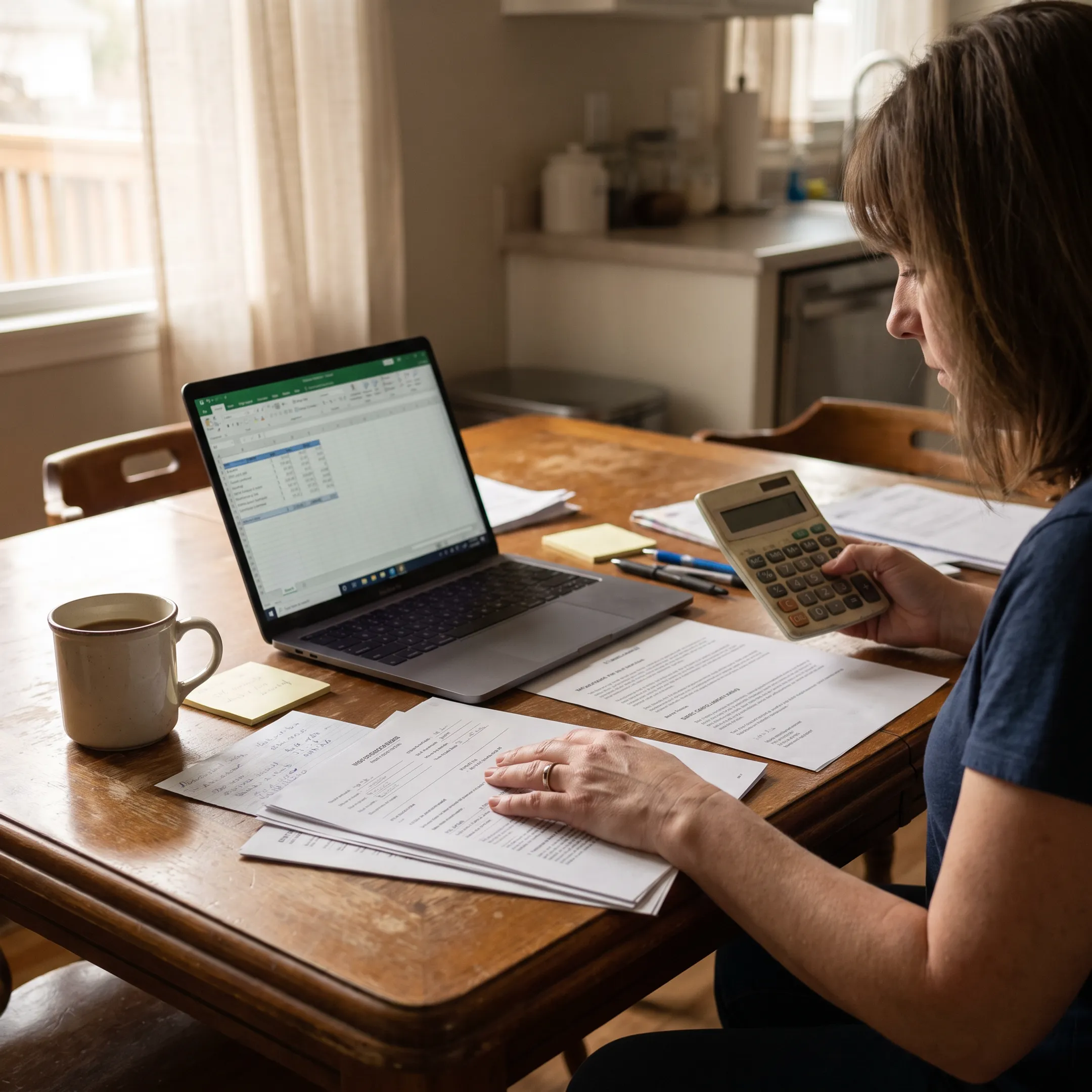 California homeowner reviewing debt consolidation refinance paperwork