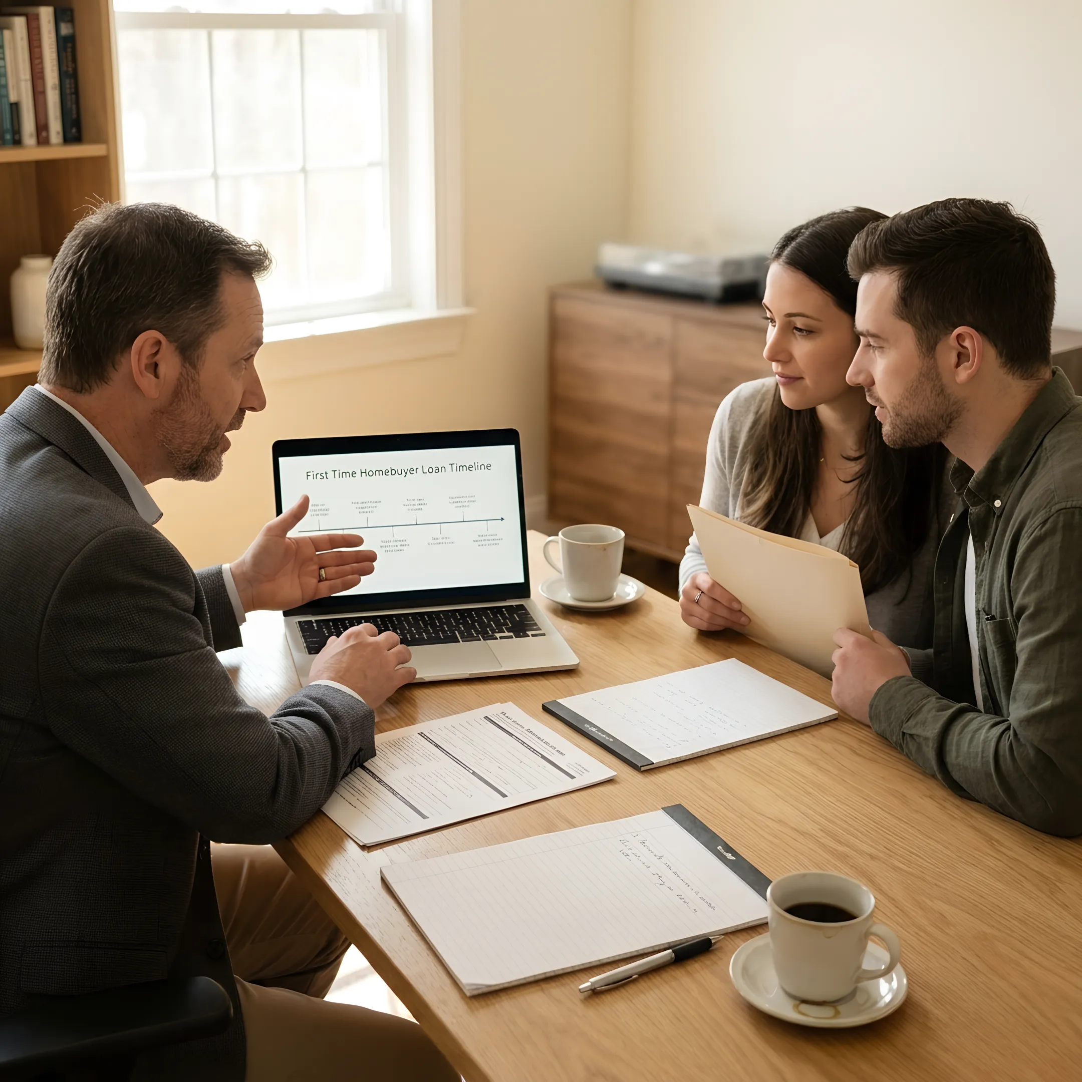 Loan officer guiding a first-time homebuyer through pre-approval steps