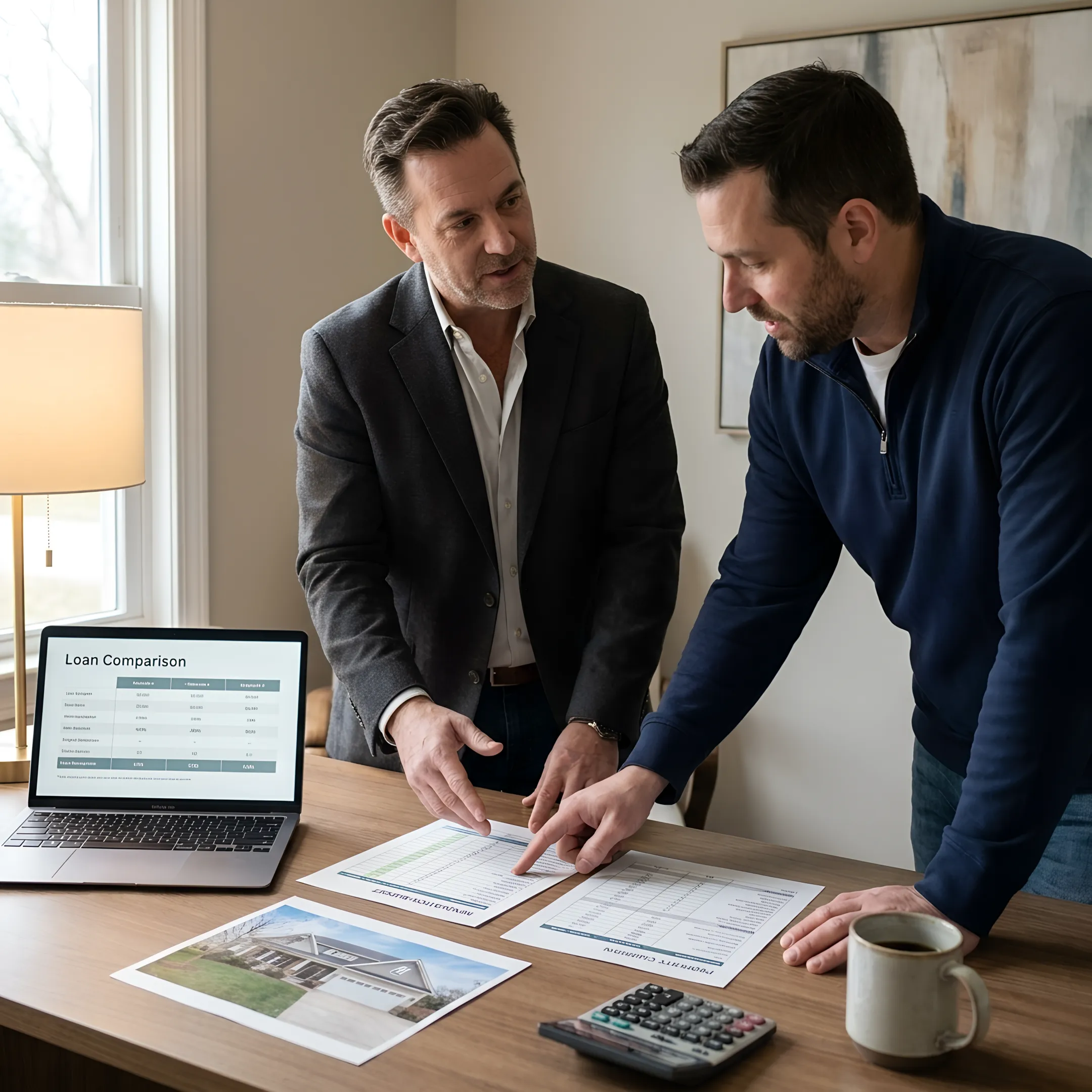 Loan officer reviewing fix and flip financing documents