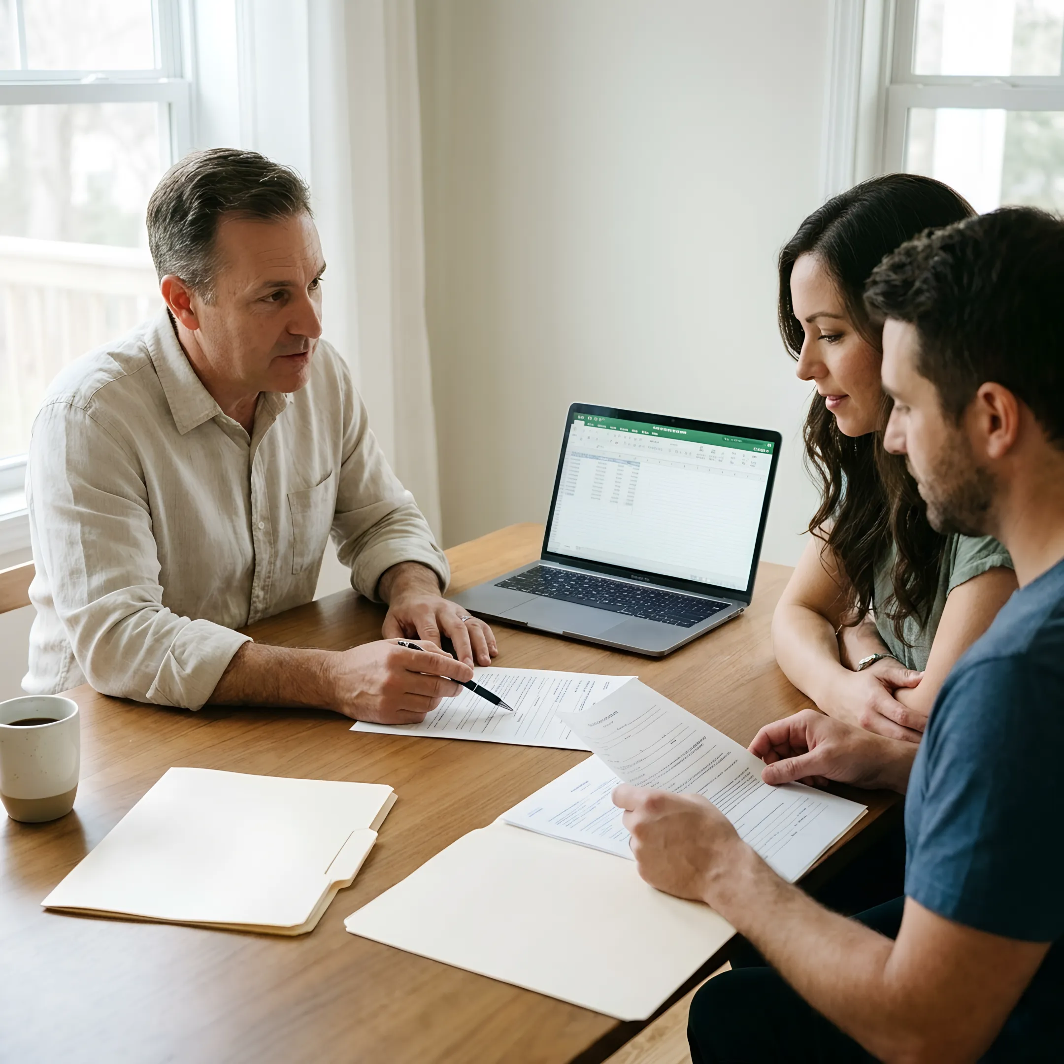 Mortgage broker helping Oakland homebuyer review loan options