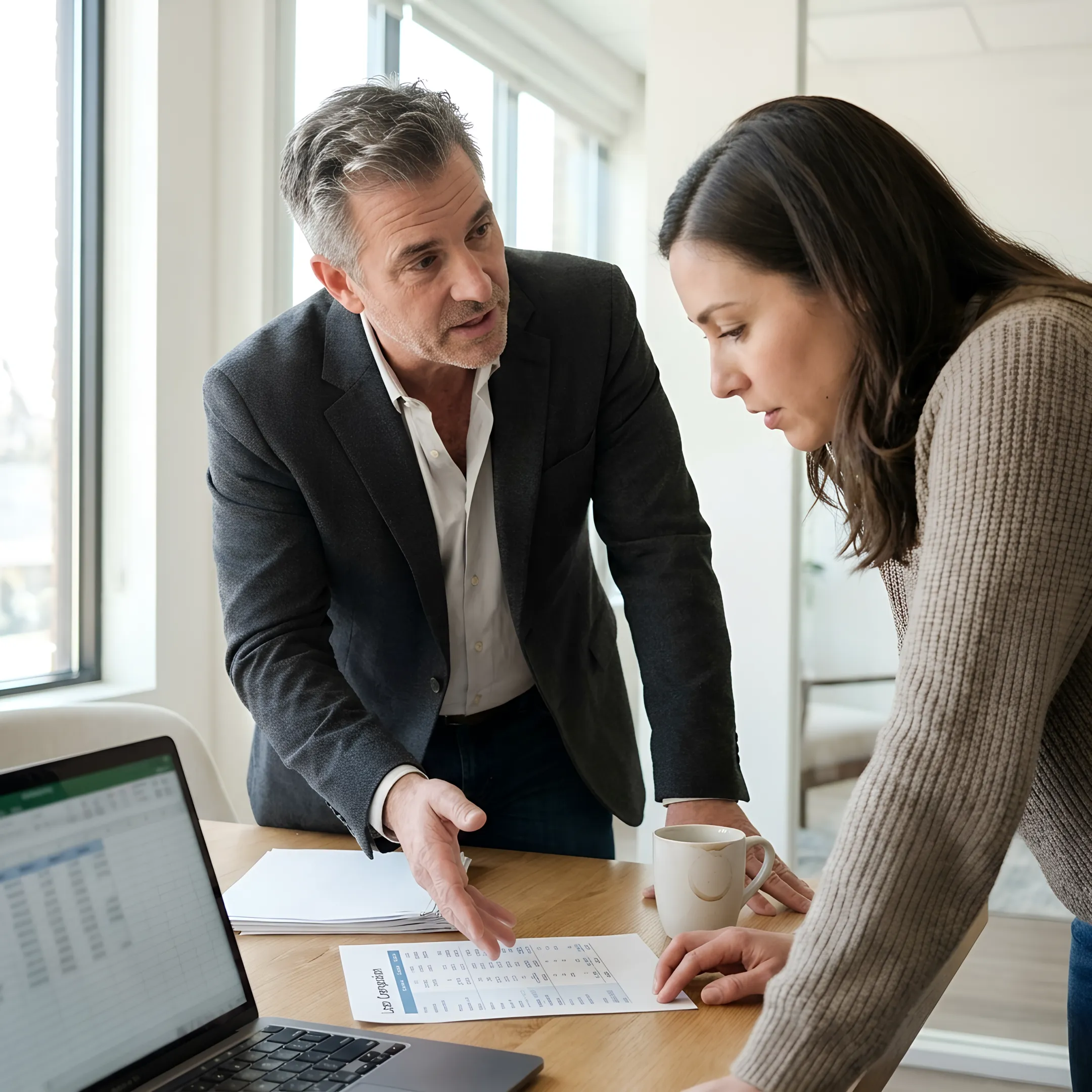 Loan officer reviewing mortgage documents with homebuyer