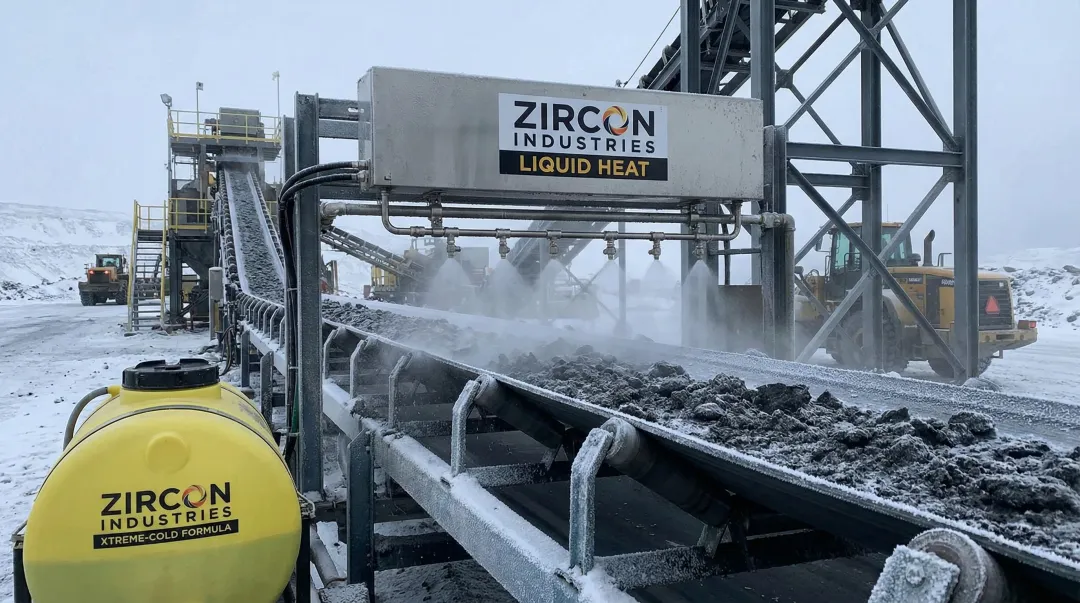 Liquid Heat conveyor belt deicer system applied in extreme cold mining environment