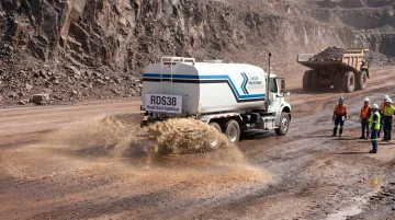 RDS38 road dust stabilizer application on industrial haul road