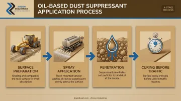 4-step oil-based dust suppressant application and curing process