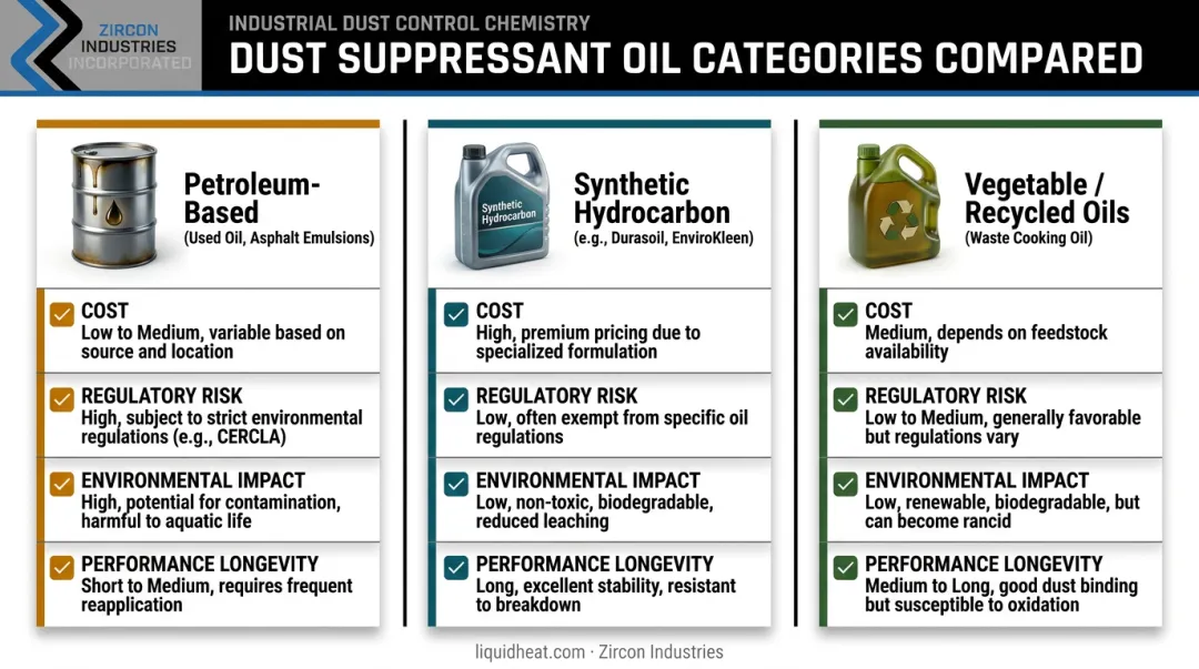 Comparison of petroleum synthetic and vegetable-based dust suppressant oils
