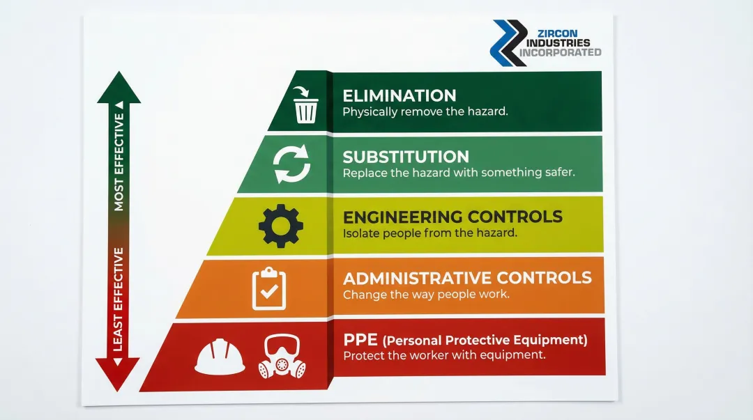 OSHA hierarchy of controls 5-level pyramid from elimination to PPE