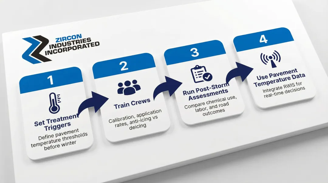Four-step long-term anti-icing program framework for road maintenance crews