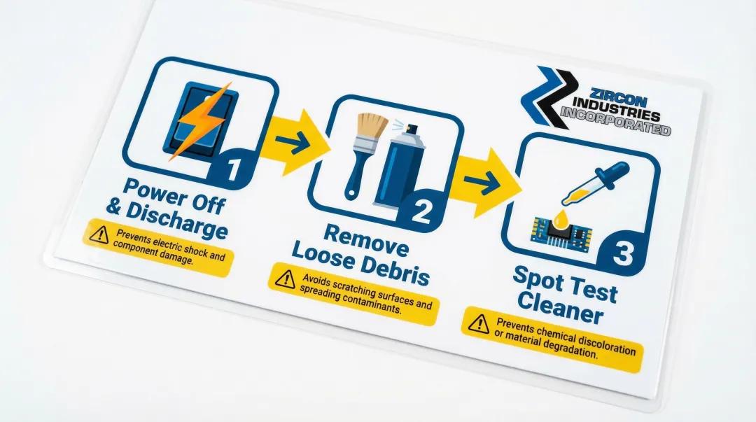 3-step circuit board preparation checklist before applying contact cleaner