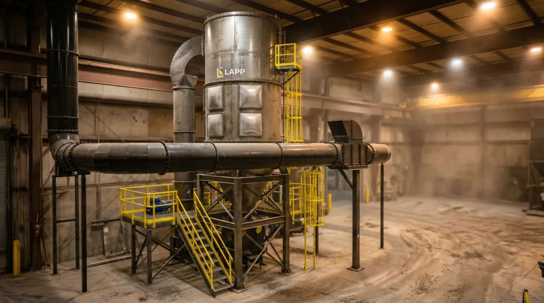 Industrial baghouse dust collection system installed in aggregate processing facility