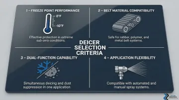 Four-criteria conveyor belt deicer evaluation framework for coal power plant purchasing decisions