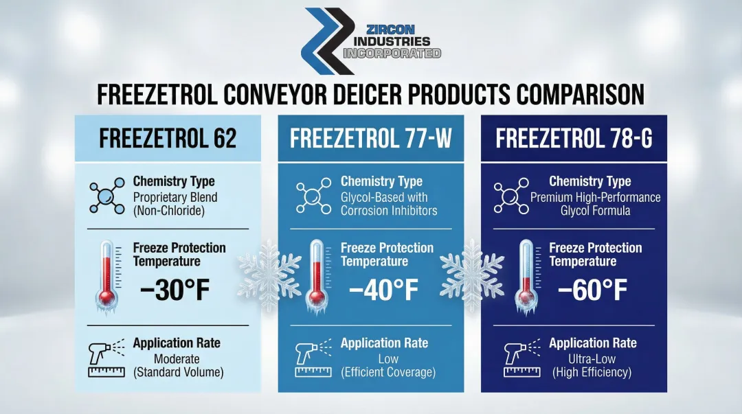 EnviroTech FreezeTrol product line comparison chart freeze protection chemistry and application rates