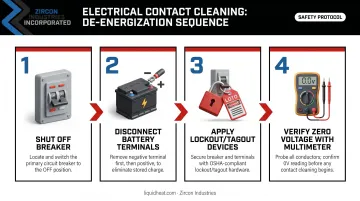 4-step electrical contact de-energization and lockout tagout process flow