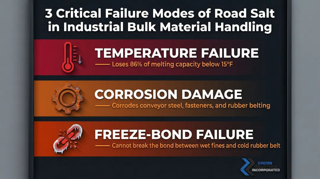 Three critical ways road salt fails in industrial conveyor belt applications