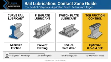 Four rail lubrication categories by contact zone and performance goal comparison