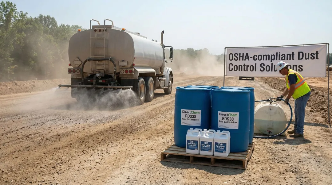 RDS38 Road Dust Stabilizer and ZHP Water Wetter chemical dust suppressant products