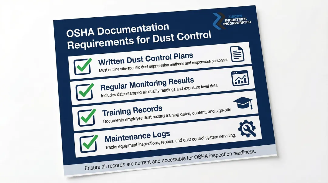 OSHA dust control compliance documentation requirements checklist for manufacturing facilities