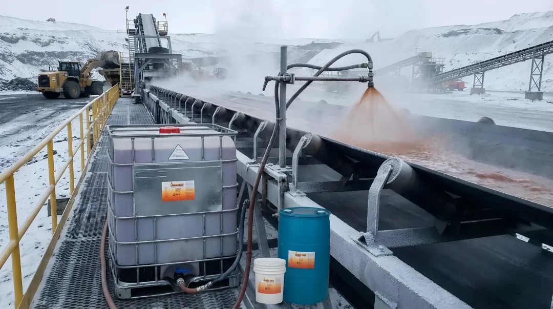 Liquid Heat conveyor belt deicer automated spray system application on mining conveyor