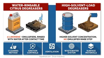 Comparison chart of top 5 hydraulic oil degreasers by formulation and safety