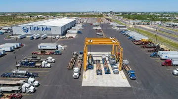 Little John Transportation Laredo cross-border facility with heavy haul equipment and crane