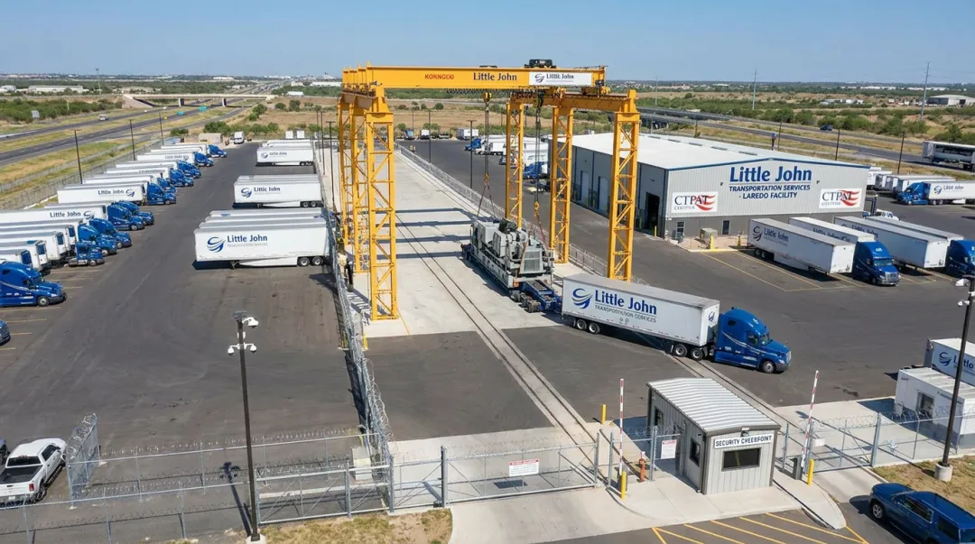 Little John Transportation CTPAT-compliant Laredo facility with 120-ton bridge crane for superload transloading