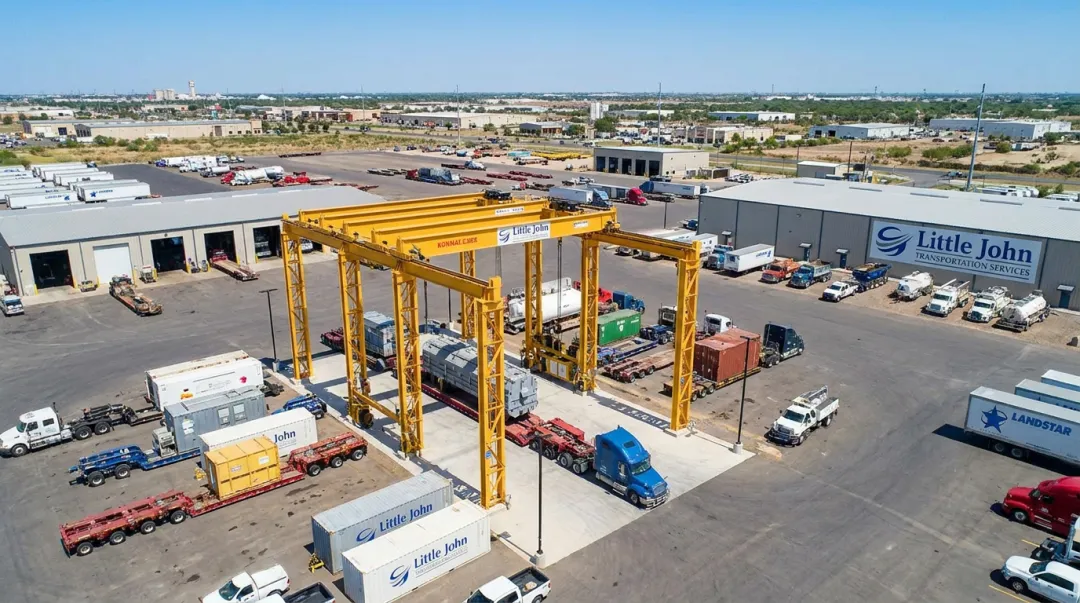 Little John Transportation Services Laredo facility with heavy-haul crane and equipment