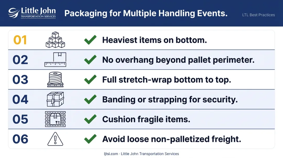 LTL pallet packaging best practices checklist for safe multi-terminal freight transit