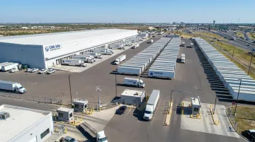 Laredo cross-border facility yard with trailer staging areas and cross-dock operations