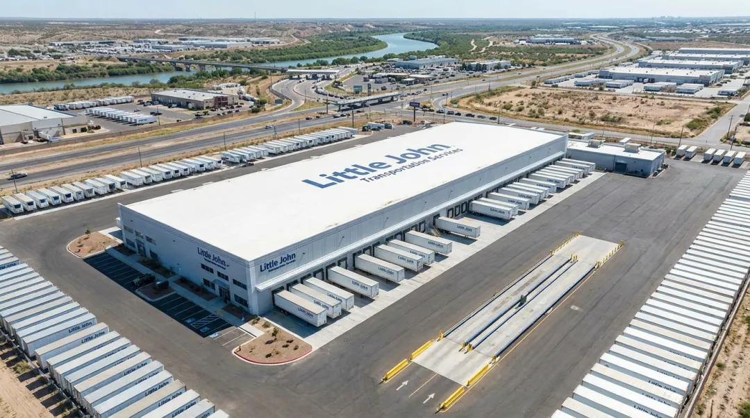 Little John Transportation Laredo cross-dock facility aerial view with trailer staging capacity