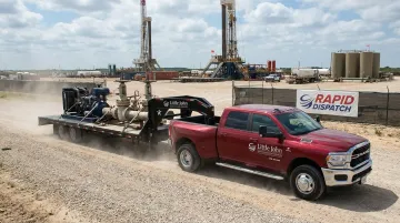 Little John Transportation hot shot truck and gooseneck trailer dispatched for oilfield parts run
