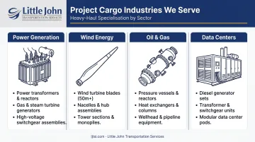 Four key industries relying on project cargo logistics infographic