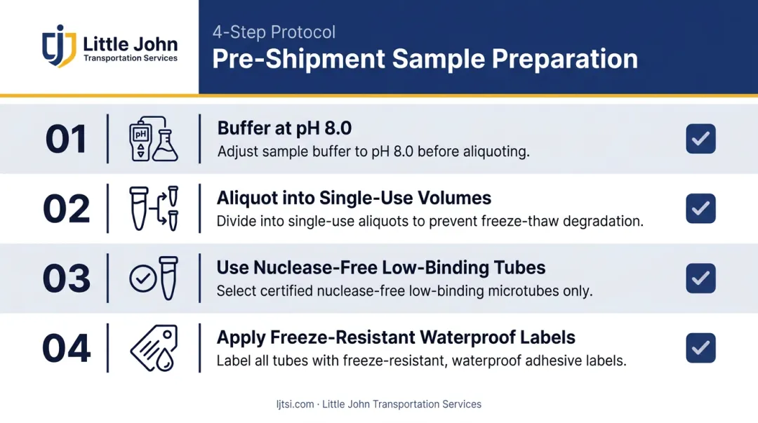 Four-step DNA sample preparation checklist before packaging for shipment