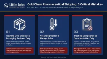 Three most common cold chain medication shipping mistakes and consequences infographic