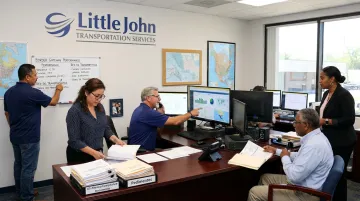 Little John Transportation cross-border logistics team reviewing shipment performance metrics and credentials