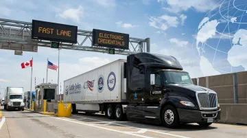 Little John Transportation Services FAST lane certified truck crossing US Canada border