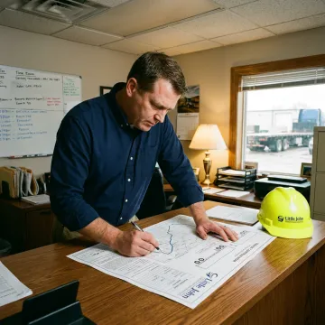 Coordinator planning a lowboy oilfield equipment route