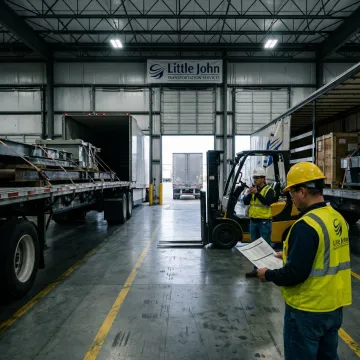 Freight team coordinating trailer transfer at Laredo cross-dock