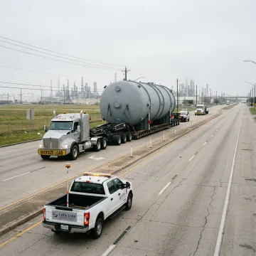 Heavy-haul convoy transporting oversized machinery