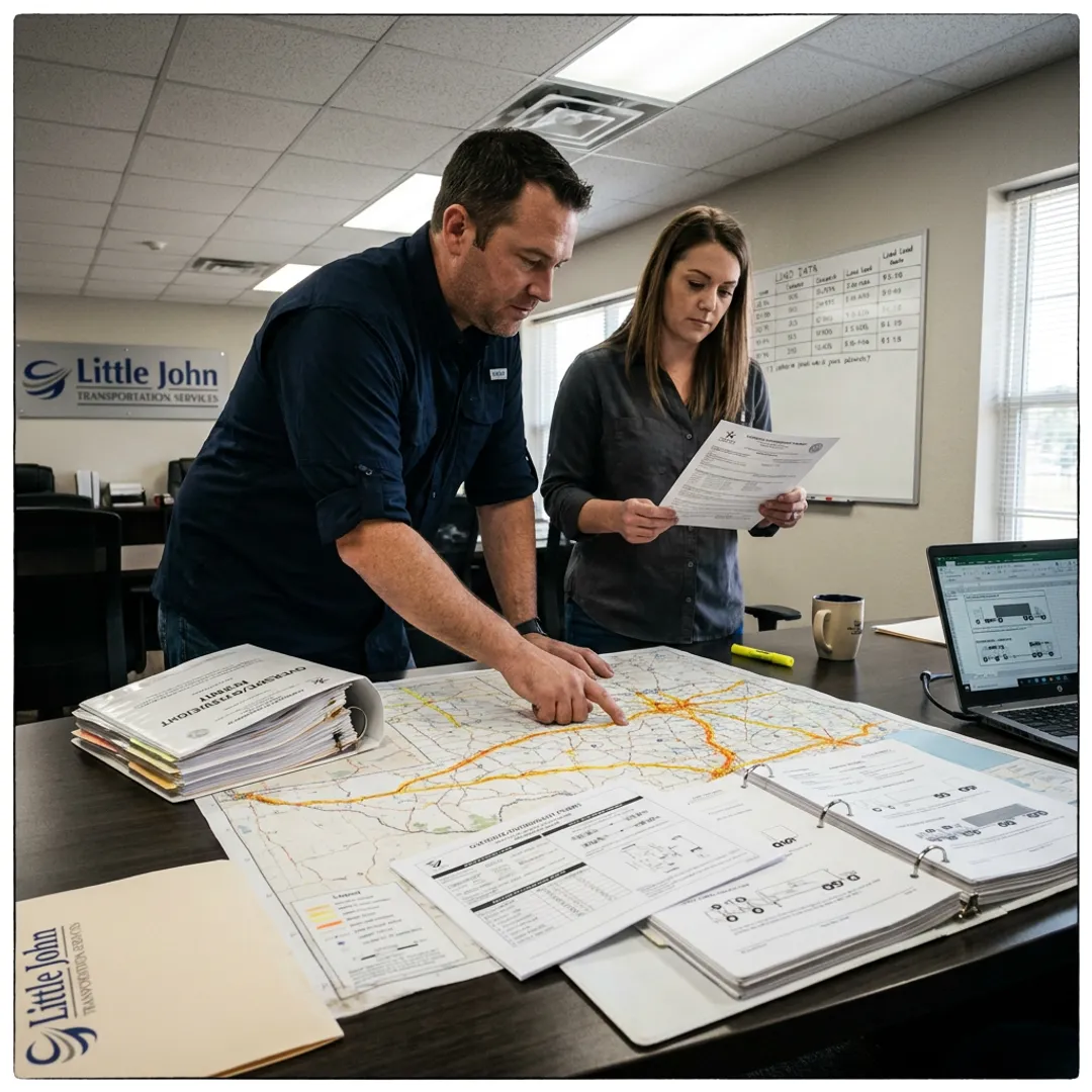 Heavy haul logistics team planning an oversized shipment route