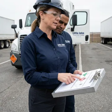 Coordinator reviewing hazmat transport documents