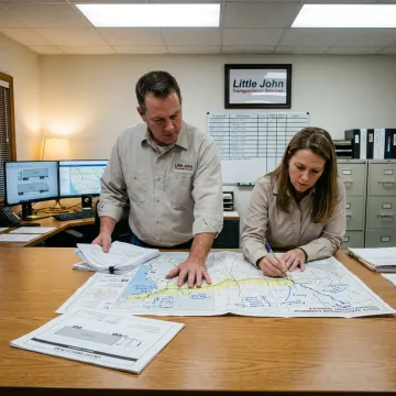 Heavy-haul team planning a wind turbine transport route