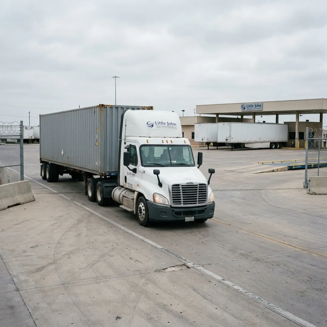 Container drayage truck at U.S. Mexico border facility