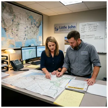 Heavy-haul team planning an oversized semi-truck route