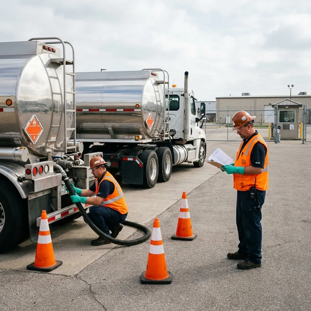 Tanker transloading coordination at industrial facility