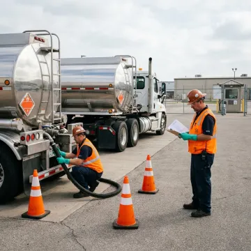 Tanker transloading coordination at industrial facility