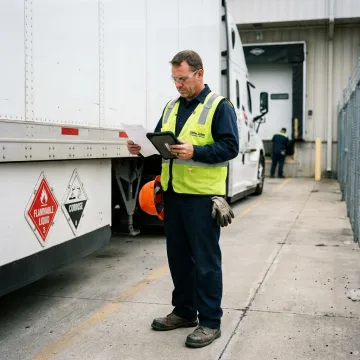 Hazmat truck inspection and dispatch process